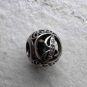 Pandora Initial Script “J” Charm w/stones